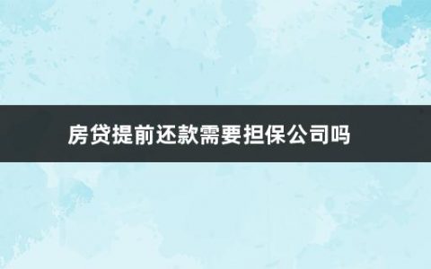 房贷提前还款需要担保公司吗(广发房贷提前还款怎么办理)