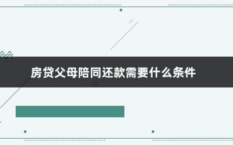 房贷父母陪同还款需要什么条件(共同还款人影响自己买房子吗,算第几套)