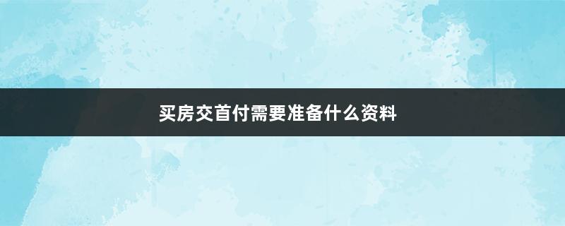 买房交首付需要准备什么资料