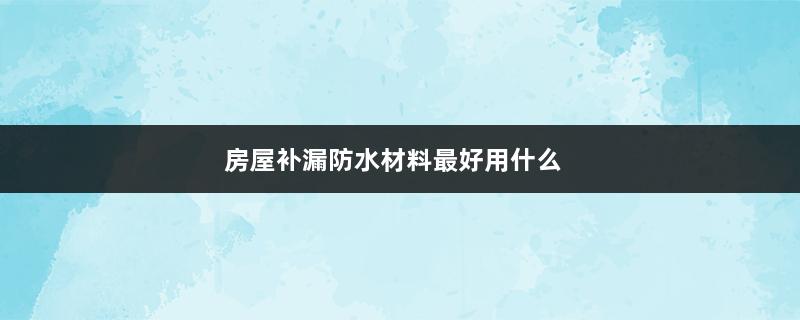 房屋补漏防水材料最好用什么