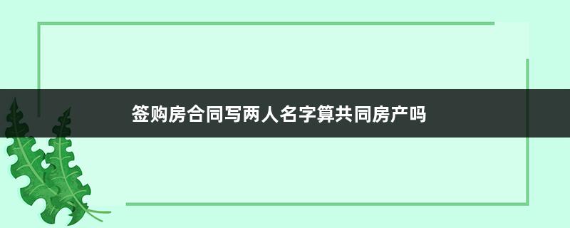 签购房合同写两人名字算共同房产吗